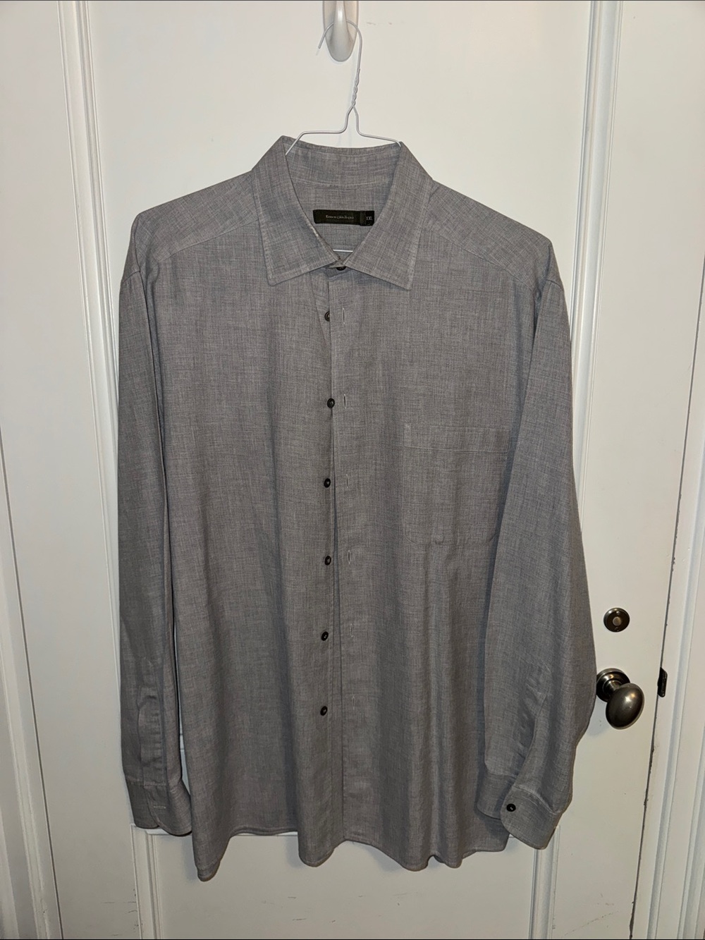 Zenga Men's Grey Dress Shirt - Long Sleeve